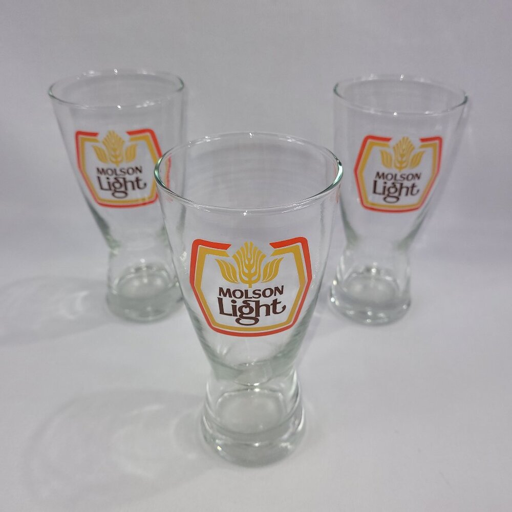 Vintage 6.5" Molson Light Canadian Set 3 Beer Glass